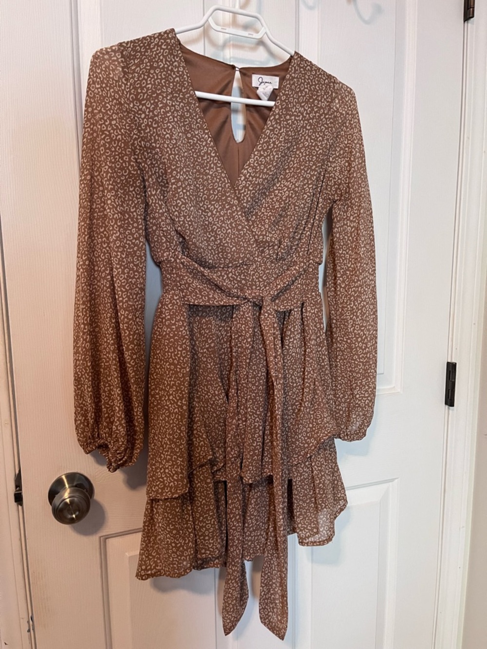 Brown Printed Wrap Dress